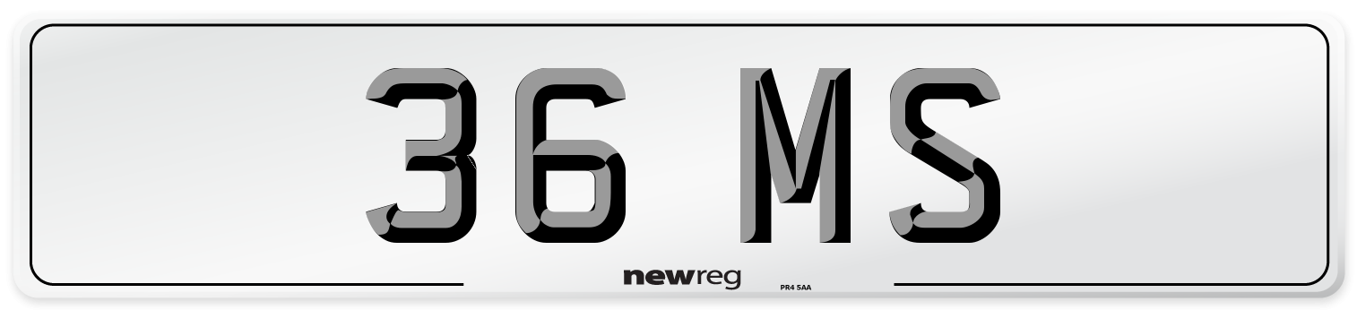 36 MS Number Plate from New Reg